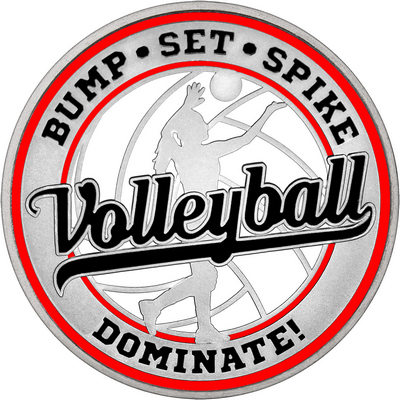 Black "Volleyball" with Red Outer Circular Borders